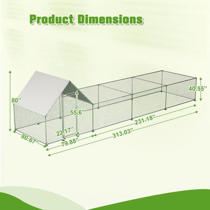 Ridgeline walk-in chicken run footprint and dimensions view