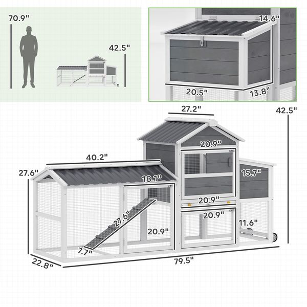 Drifter mobile chicken tractor footprint and dimensions view
