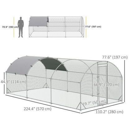 Broadwing walk-in chicken run footprint and dimensions view