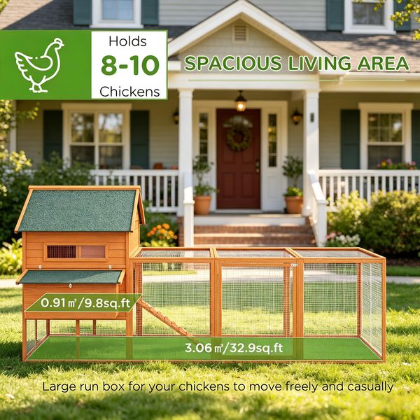 Acadia Chicken Coop with Run for 8-10 Hens - 137 in length for 8-10 hens
