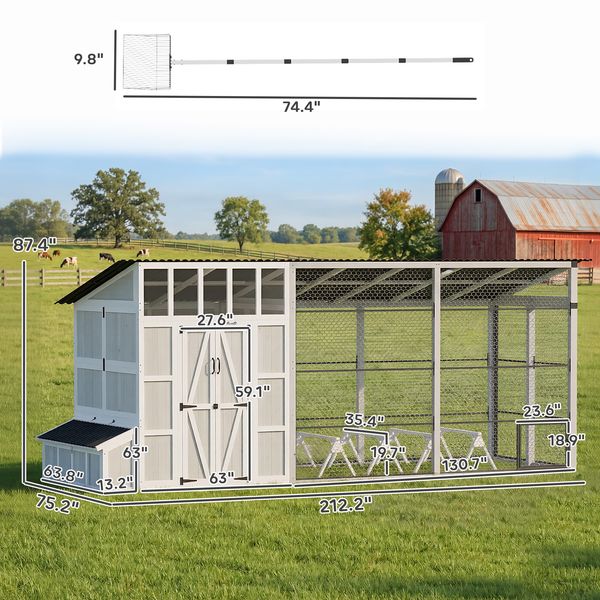Stronghold walk-in wooden chicken coop footprint and dimensions view