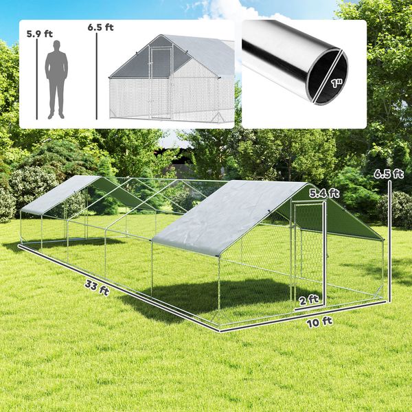 Prairie Walk-In Chicken Run for 15-20 Hens - 33 x 10 ft for 15-20 hens