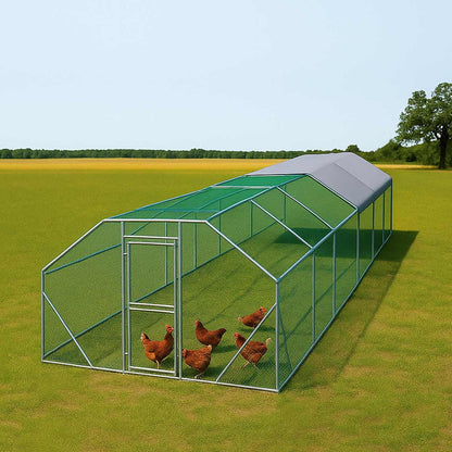 Magnum commercial chicken run side view showing 400 sq ft flagship run for 30-40 hens